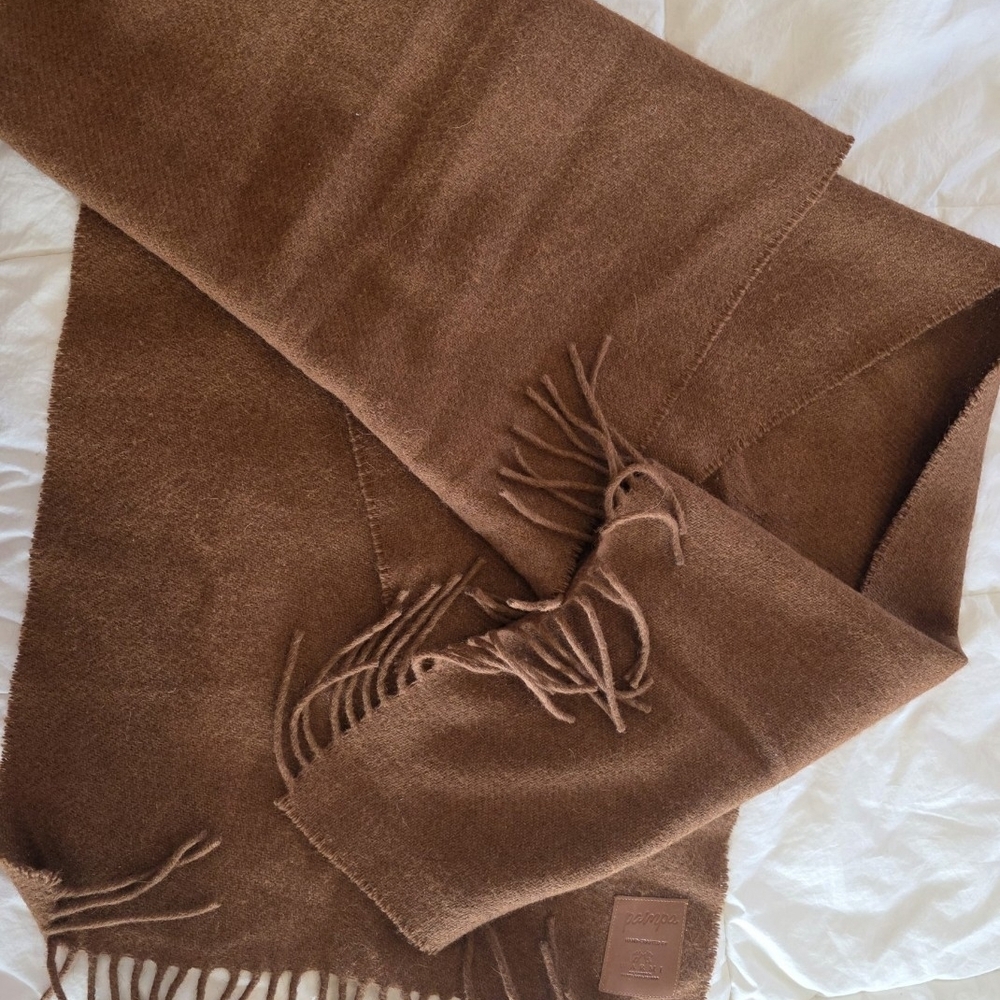 Warm Chestnut Brown Fringe Wrap Scarf